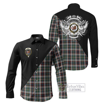 Innes Dress Tartan Long Sleeve Button Shirt with Family Crest and Military Logo Style