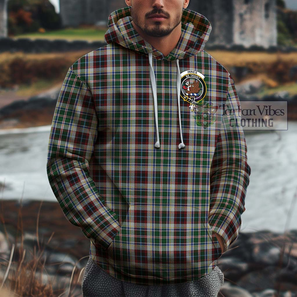 Innes Dress Tartan Cotton Hoodie with Family Crest Pullover Hoodie XS - Tartan Vibes Clothing