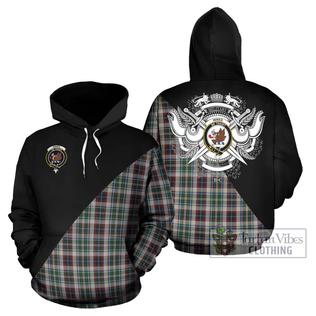 Innes Dress Tartan Hoodie with Family Crest and Military Logo Style Zip Hoodie - Tartanvibesclothing Shop