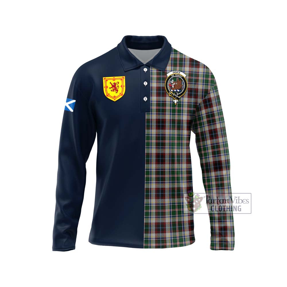 Tartan Vibes Clothing Innes Dress Tartan Long Sleeve Polo Shirt with Scottish Lion Royal Arm Half Style