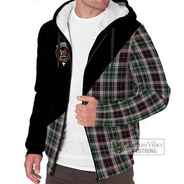 Innes Dress Tartan Sherpa Hoodie with Family Crest and Military Logo Style