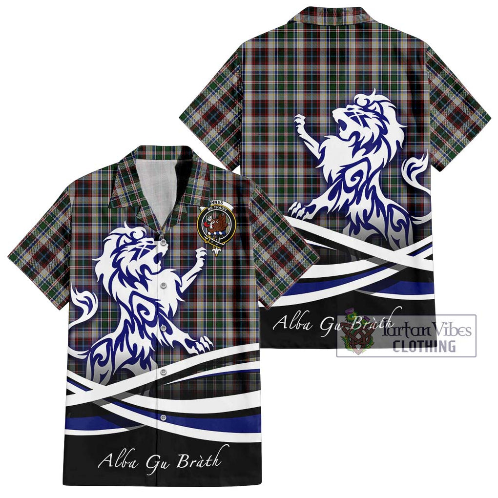 Innes Dress Tartan Short Sleeve Button Shirt with Alba Gu Brath Regal Lion Emblem Kid - Tartanvibesclothing Shop