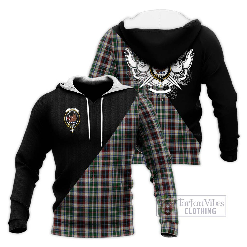 Innes Dress Tartan Knitted Hoodie with Family Crest and Military Logo Style Unisex Knitted Pullover Hoodie - Tartanvibesclothing Shop