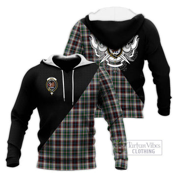 Innes Dress Tartan Knitted Hoodie with Family Crest and Military Logo Style