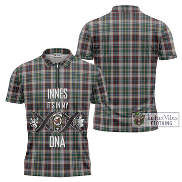 Innes Dress Tartan Zipper Polo Shirt with Family Crest DNA In Me Style