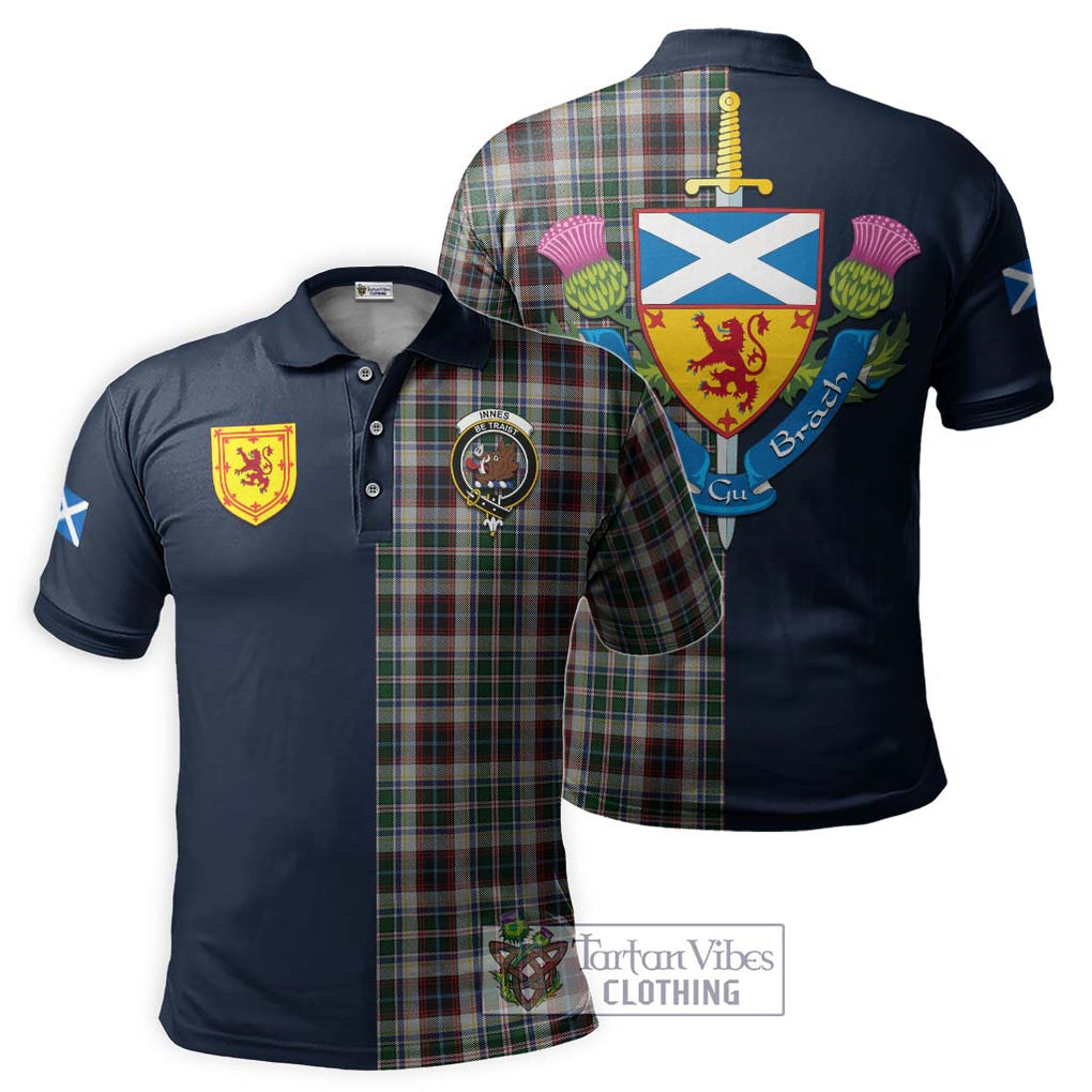 Tartan Vibes Clothing Innes Dress Tartan Polo Shirt with Scottish Lion Royal Arm Half Style