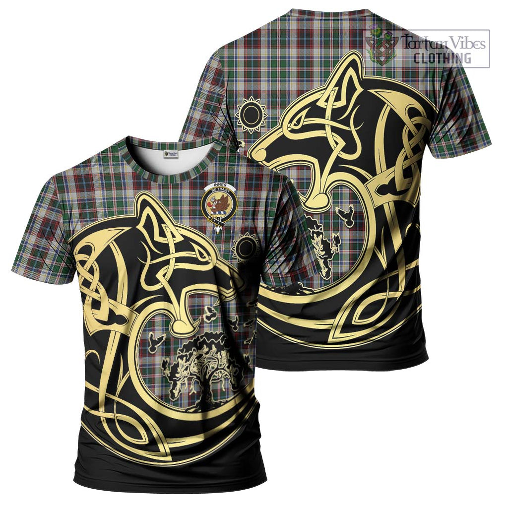 Innes Dress Tartan T-Shirt with Family Crest Celtic Wolf Style Kid's Shirt - Tartan Vibes Clothing