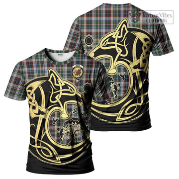 Innes Dress Tartan T-Shirt with Family Crest Celtic Wolf Style