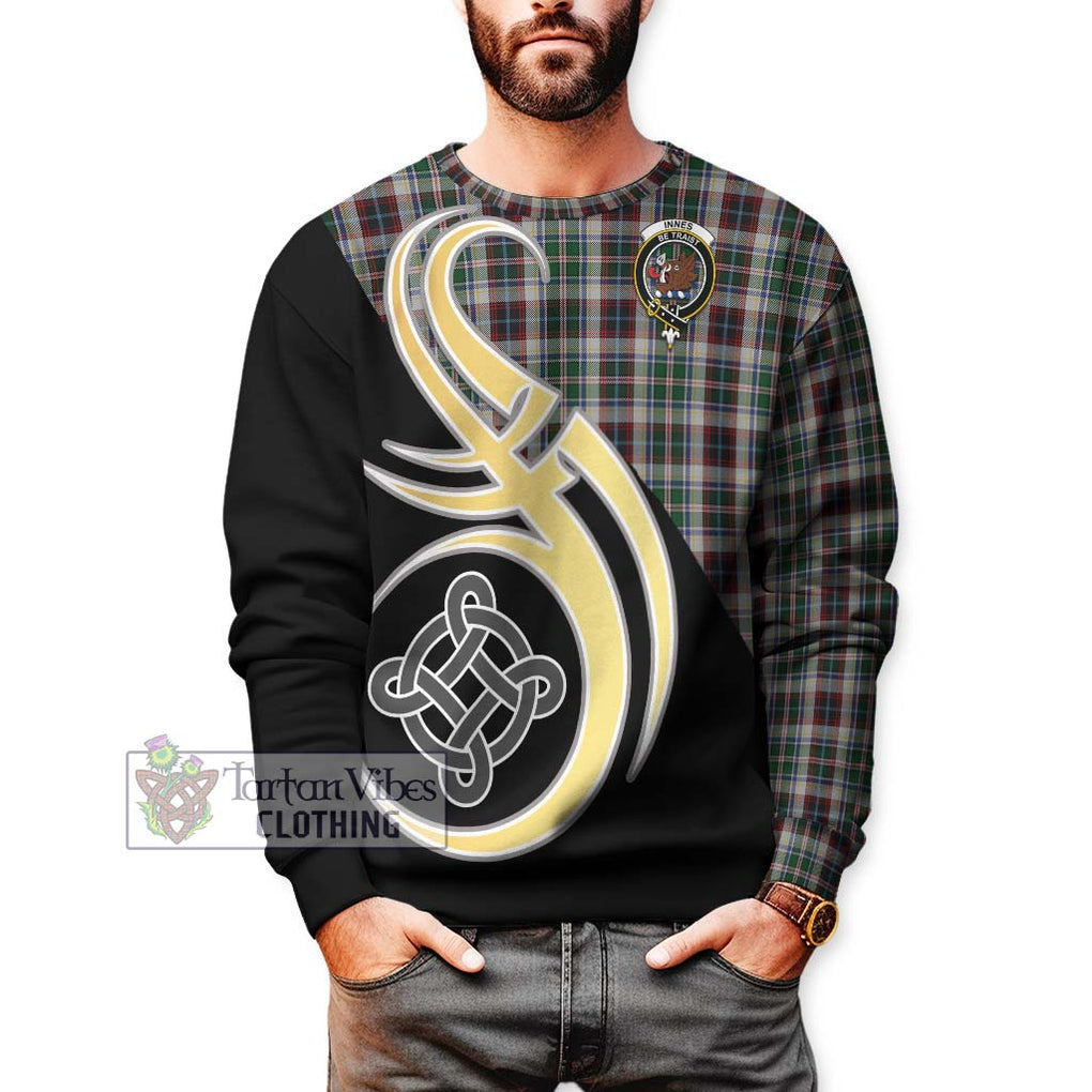 Innes Dress Tartan Sweatshirt with Family Crest and Celtic Symbol Style Unisex - Tartan Vibes Clothing