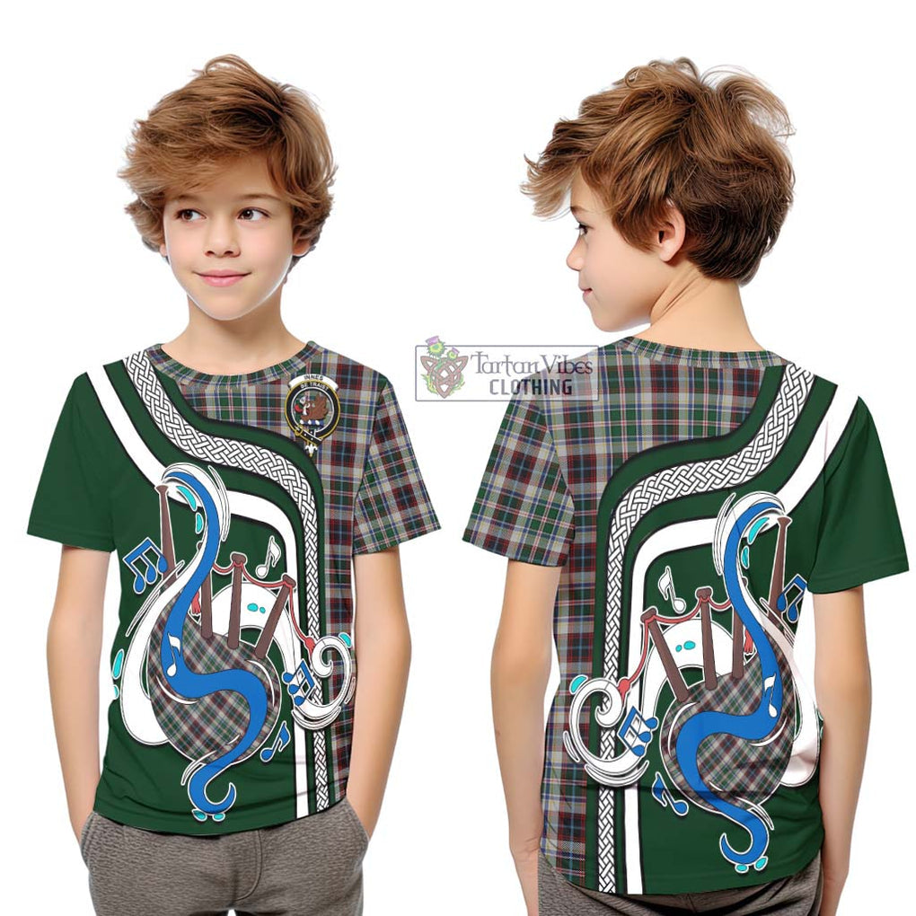 Tartan Vibes Clothing Innes Dress Tartan Kid T-Shirt with Epic Bagpipe Style