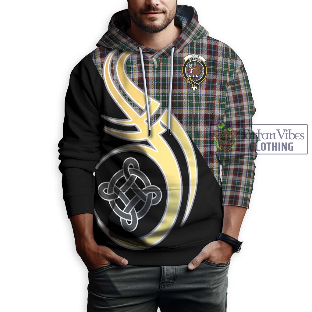 Innes Dress Tartan Hoodie with Family Crest and Celtic Symbol Style Zip Hoodie - Tartan Vibes Clothing