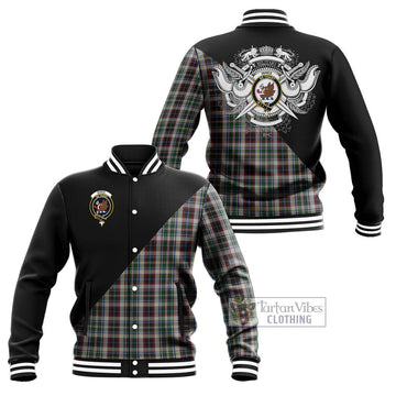 Innes Dress Tartan Baseball Jacket with Family Crest and Military Logo Style