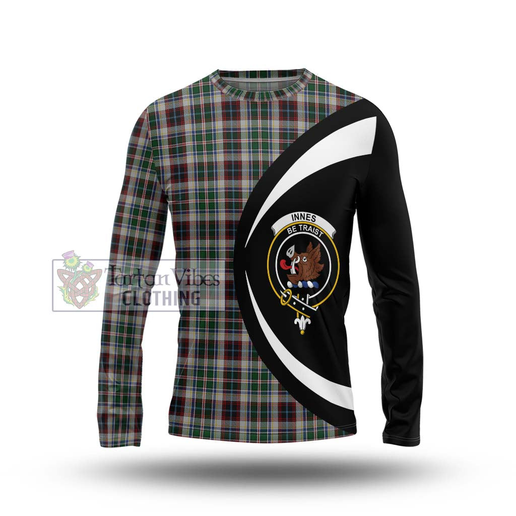 Innes Dress Tartan Long Sleeve T-Shirt with Family Crest Circle Style Unisex - Tartan Vibes Clothing