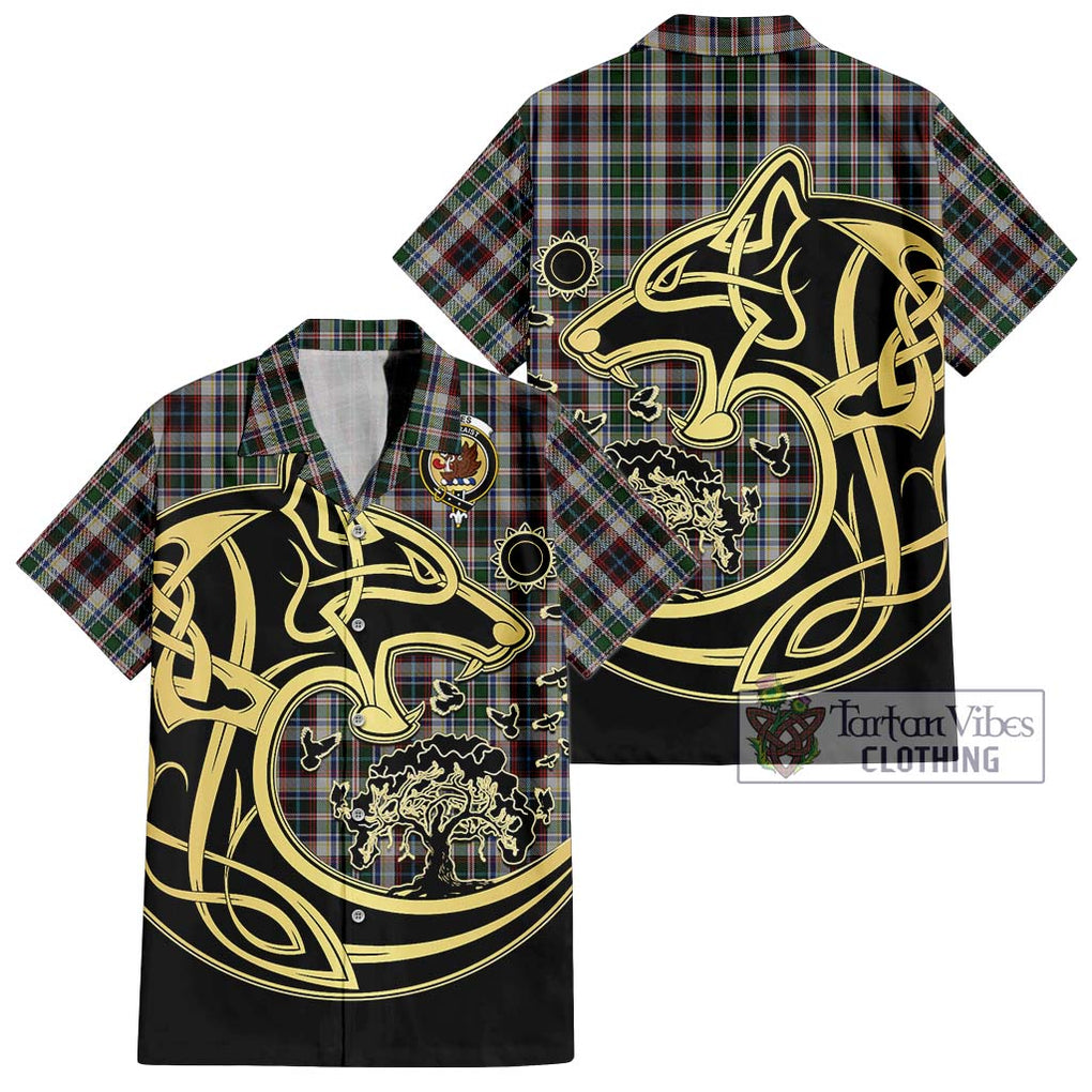 Innes Dress Tartan Short Sleeve Button Shirt with Family Crest Celtic Wolf Style Kid - Tartan Vibes Clothing