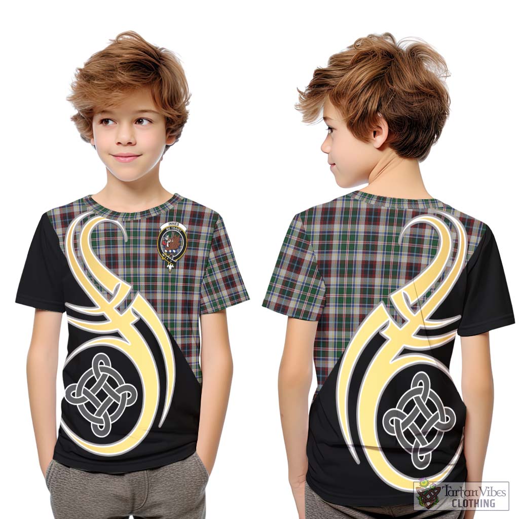 Innes Dress Tartan Kid T-Shirt with Family Crest and Celtic Symbol Style Youth XL Size14 - Tartan Vibes Clothing