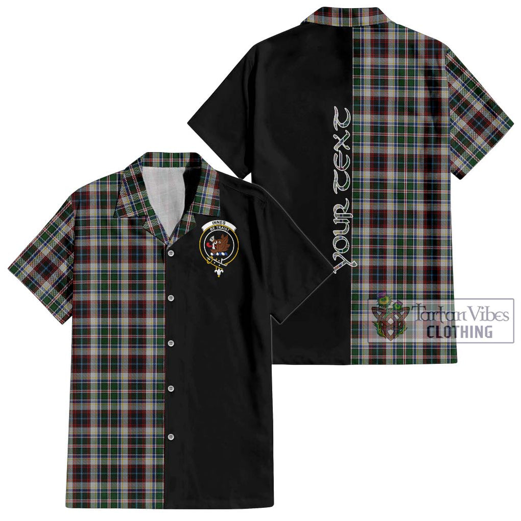 Innes Dress Tartan Short Sleeve Button Shirt with Family Crest and Half Of Me Style Kid - Tartanvibesclothing Shop