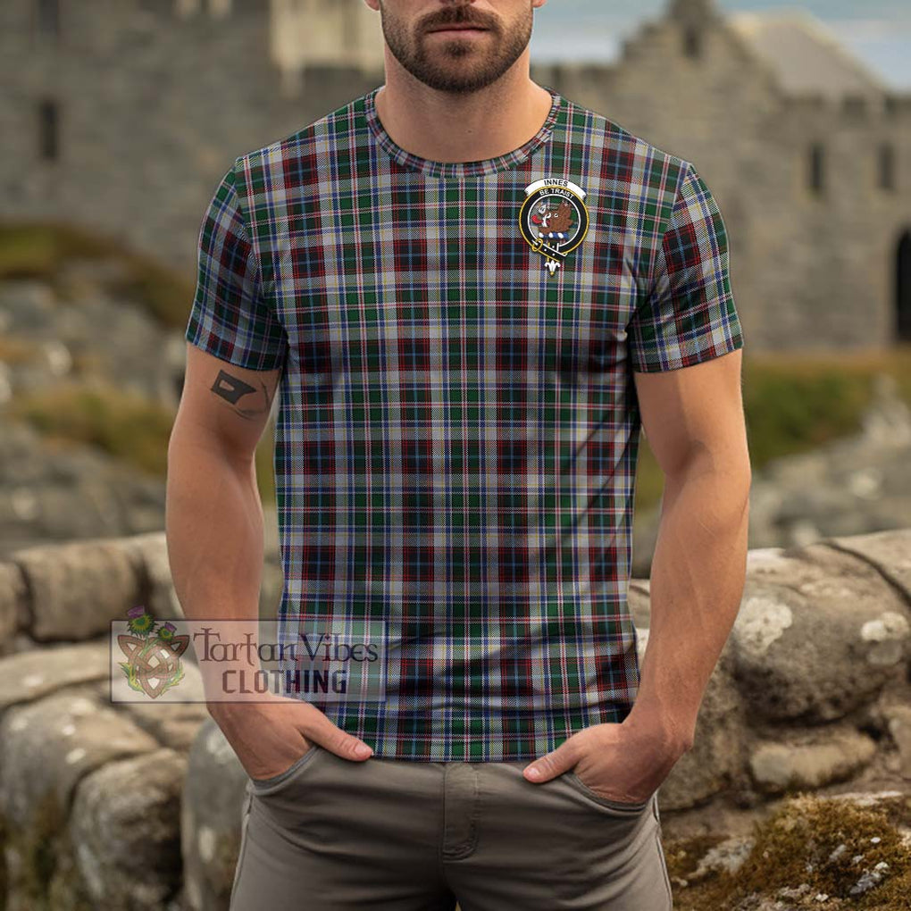 Innes Dress Tartan Cotton T-Shirt with Family Crest Men's Shirt - Tartanvibesclothing Shop