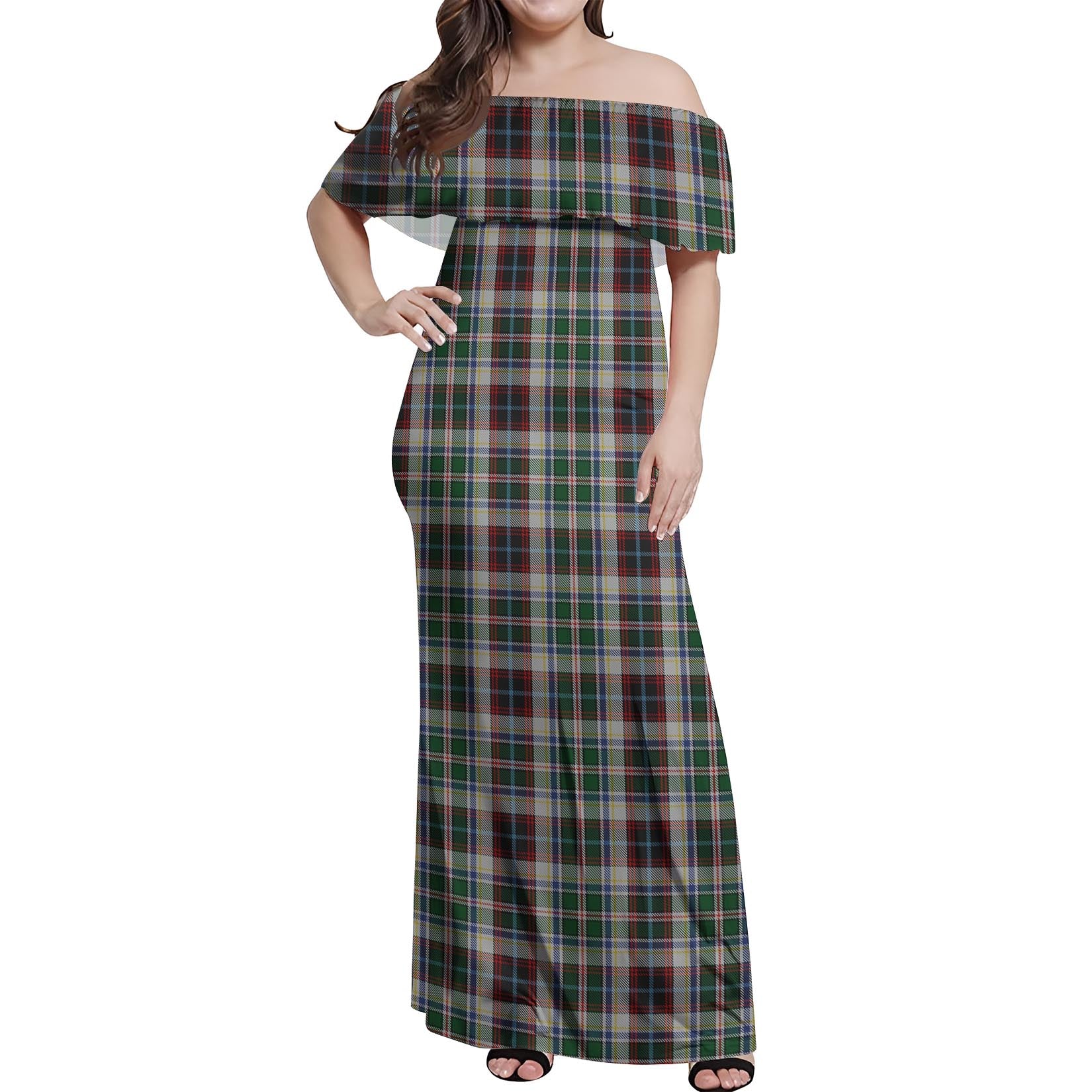 Innes Dress Tartan Off Shoulder Long Dress Women's Dress - Tartanvibesclothing