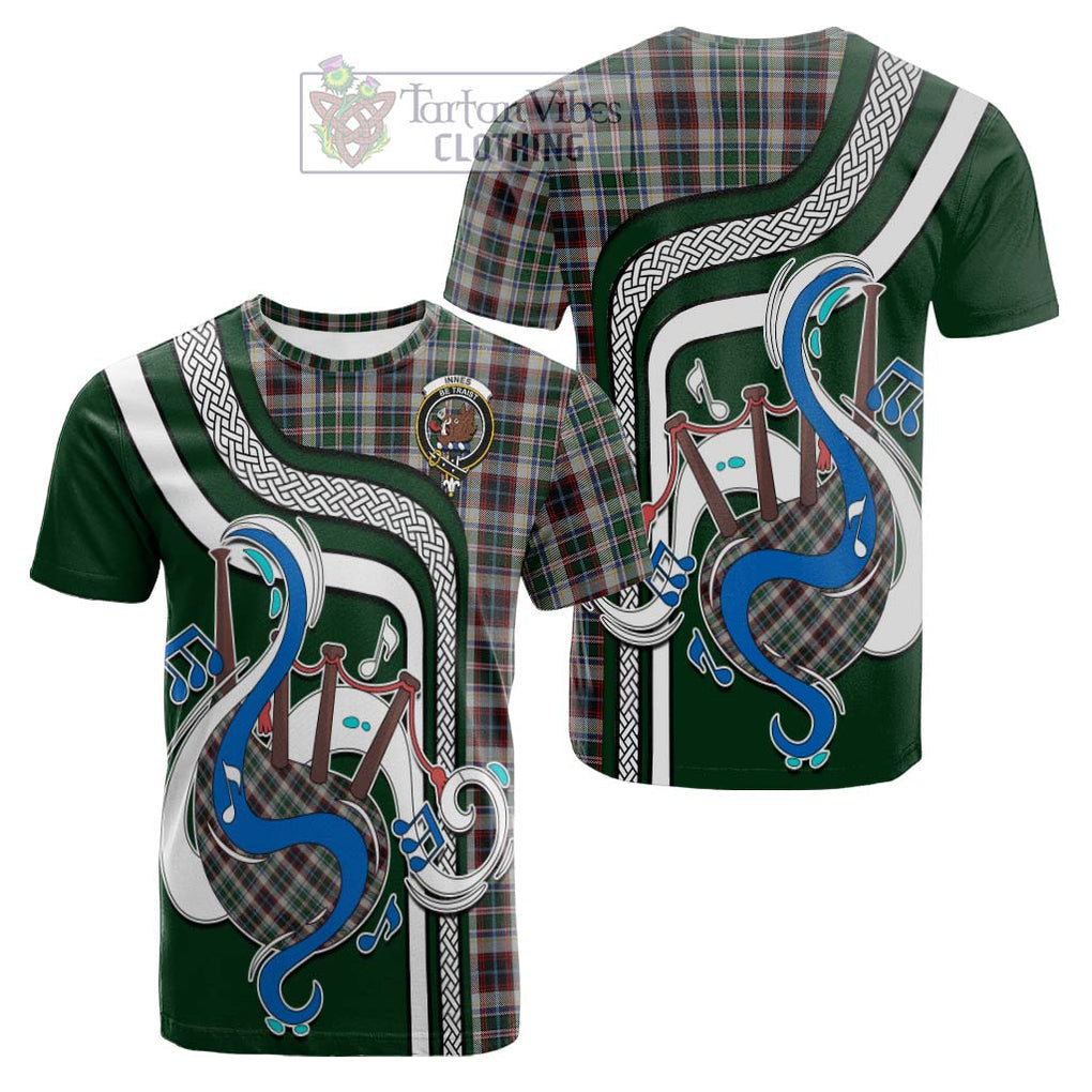 Tartan Vibes Clothing Innes Dress Tartan Cotton T-shirt with Epic Bagpipe Style