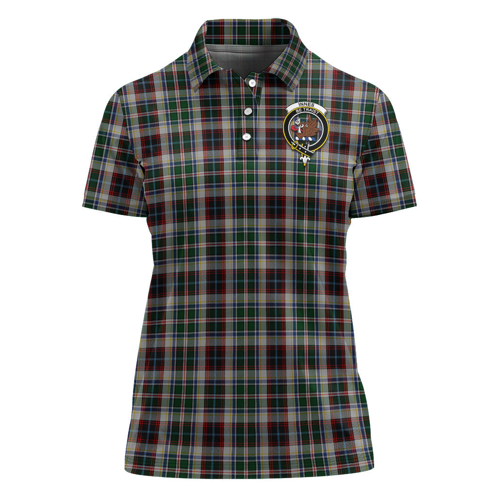 Innes Dress Tartan Polo Shirt with Family Crest For Women - Tartan Vibes Clothing