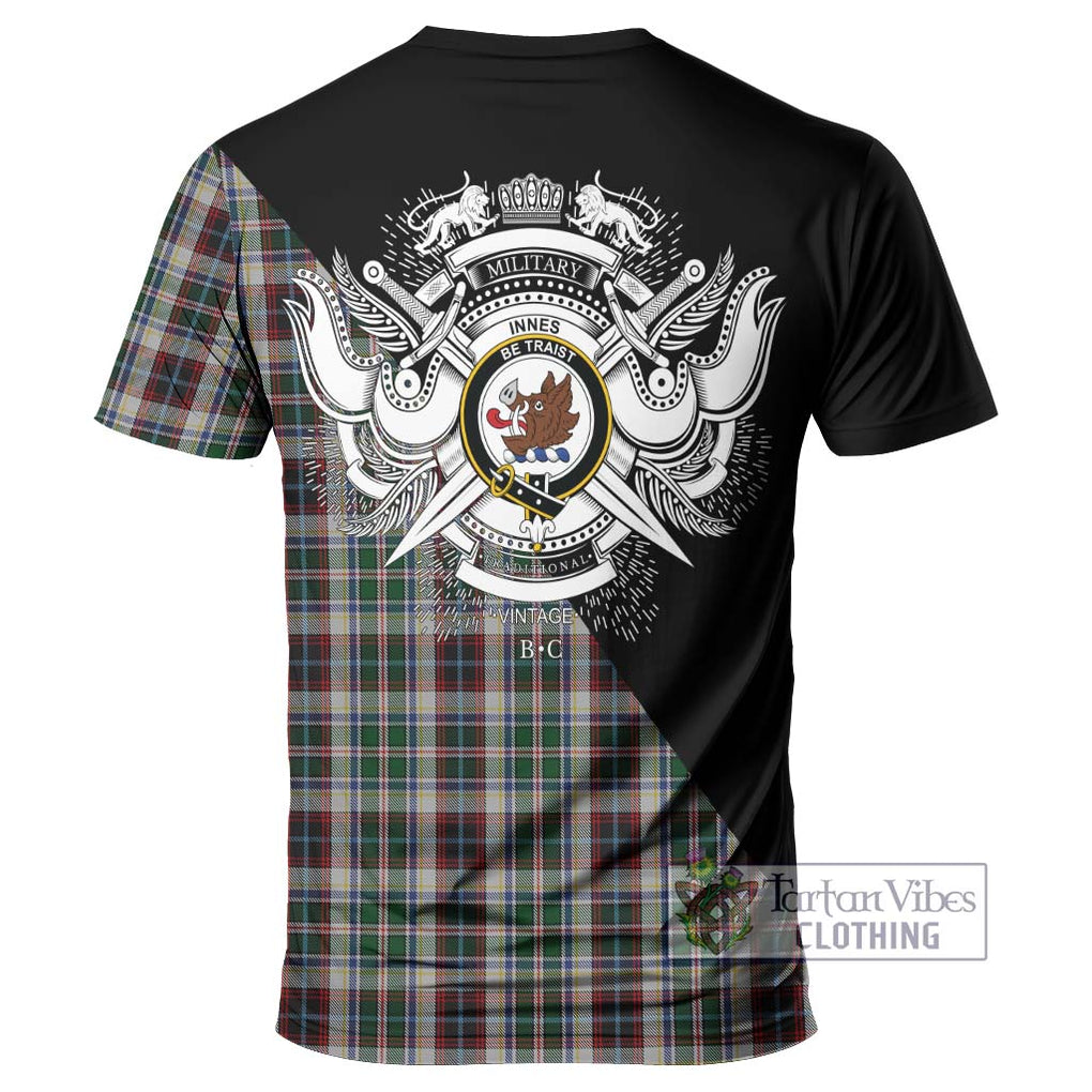 Innes Dress Tartan T-Shirt with Family Crest and Military Logo Style - Tartanvibesclothing Shop