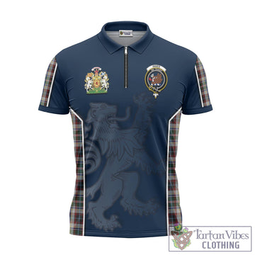 Innes Dress Tartan Zipper Polo Shirt with Family Crest and Lion Rampant Vibes Sport Style