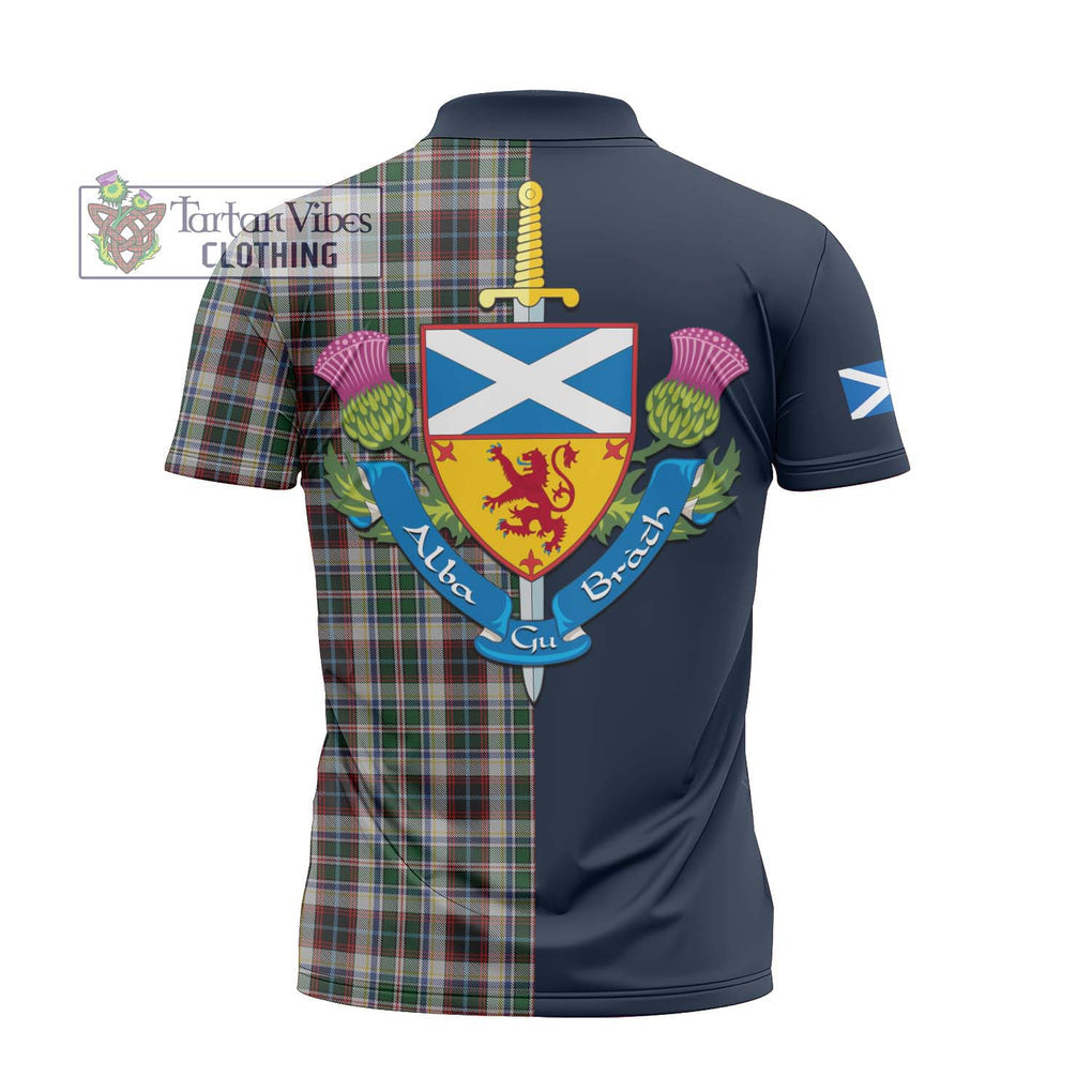 Tartan Vibes Clothing Innes Dress Tartan Zipper Polo Shirt with Scottish Lion Royal Arm Half Style