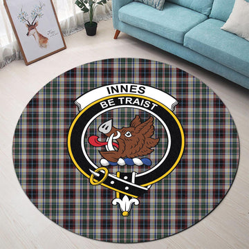 Innes Dress Tartan Round Rug with Family Crest