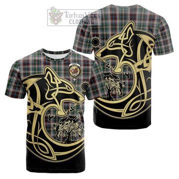 Innes Dress Tartan Cotton T-shirt with Family Crest Celtic Wolf Style