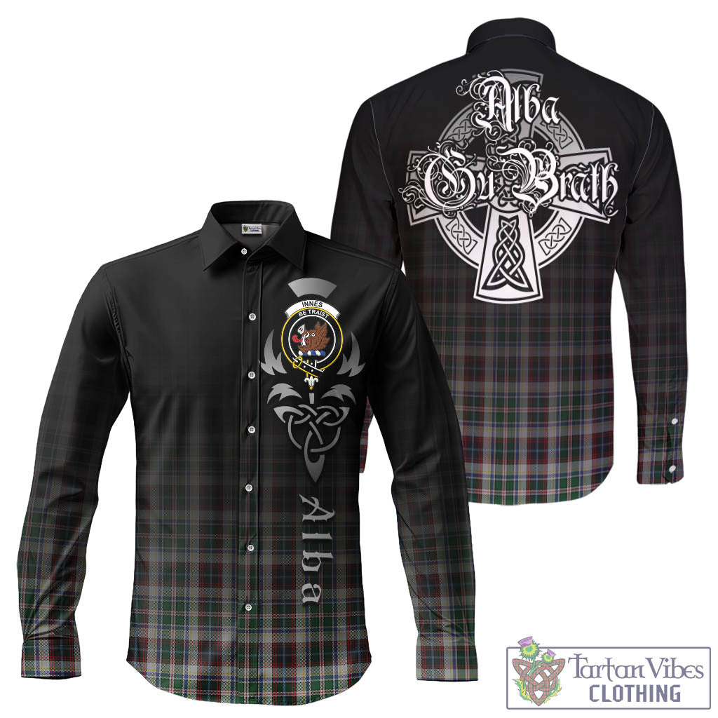 Tartan Vibes Clothing Innes Dress Tartan Long Sleeve Button Up Featuring Alba Gu Brath Family Crest Celtic Inspired