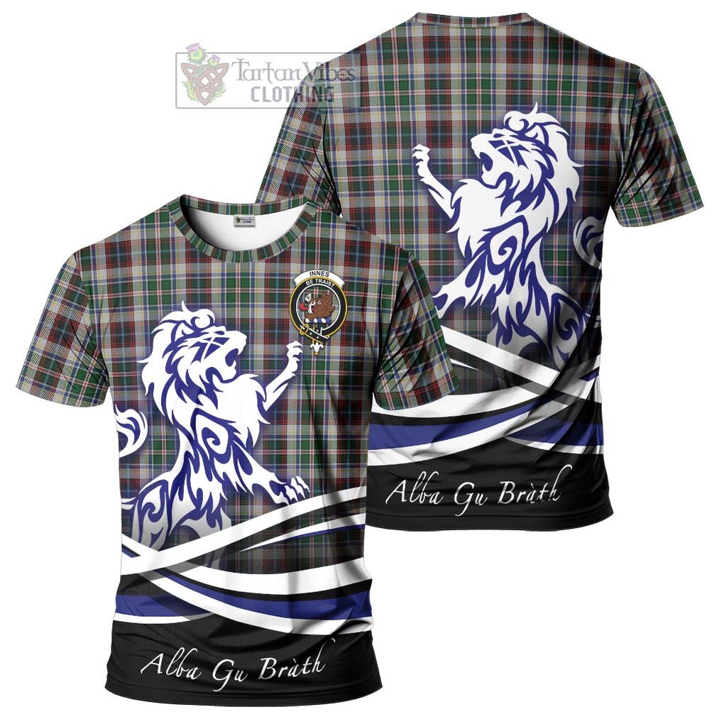 Tartan Vibes Clothing Innes Dress Tartan Cotton T-shirt with Alba Gu Brath Regal Lion Emblem