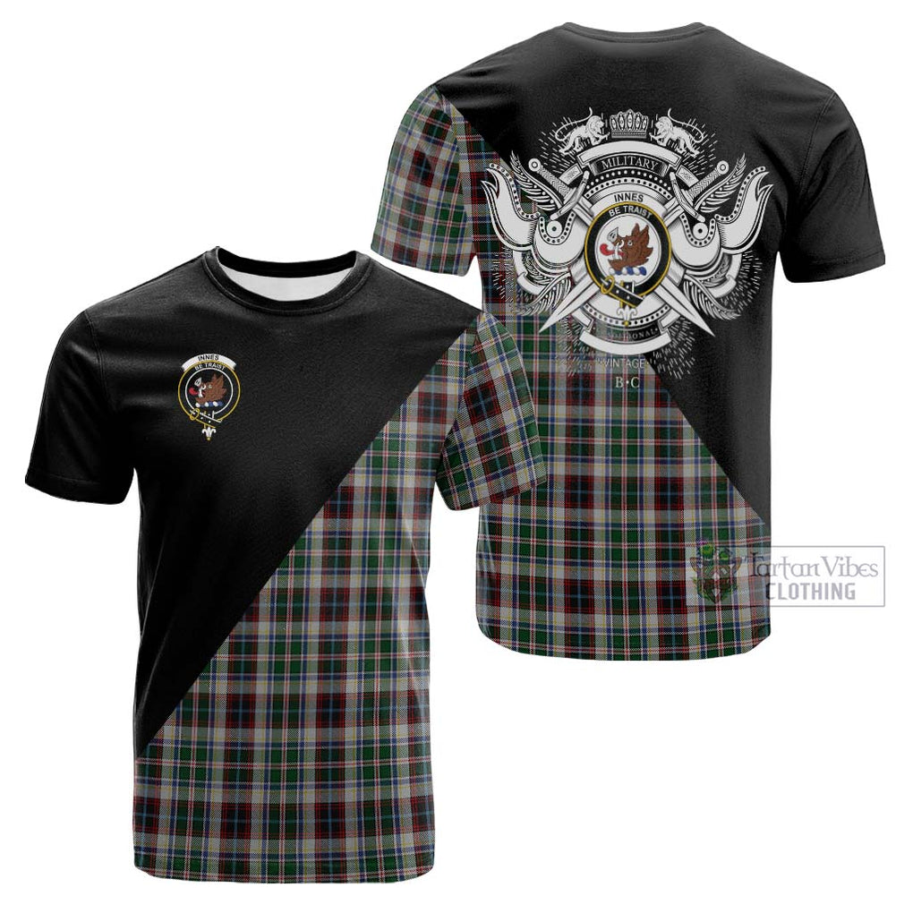 Tartan Vibes Clothing Innes Dress Tartan Cotton T-shirt with Family Crest and Military Logo Style