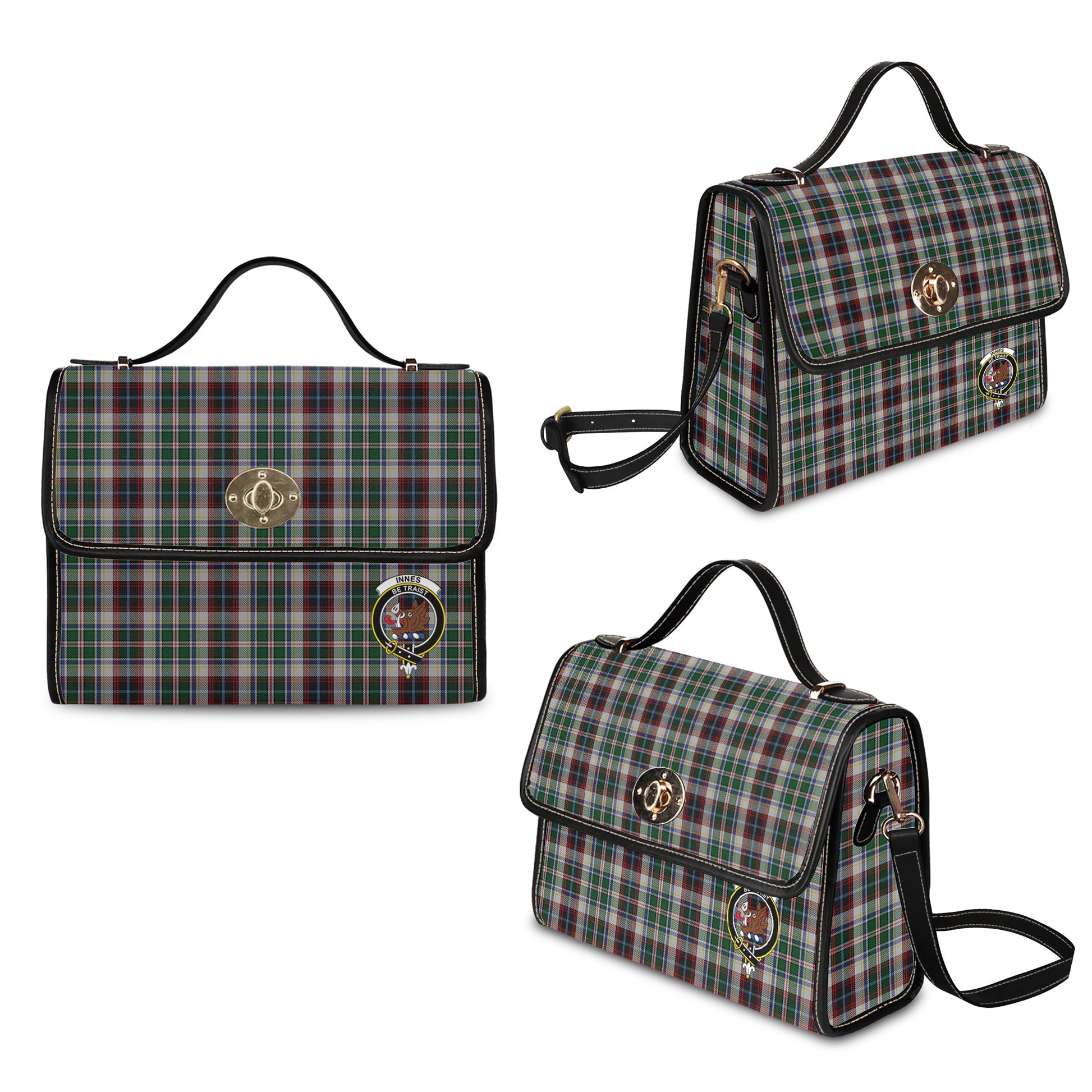 innes-dress-tartan-leather-strap-waterproof-canvas-bag-with-family-crest