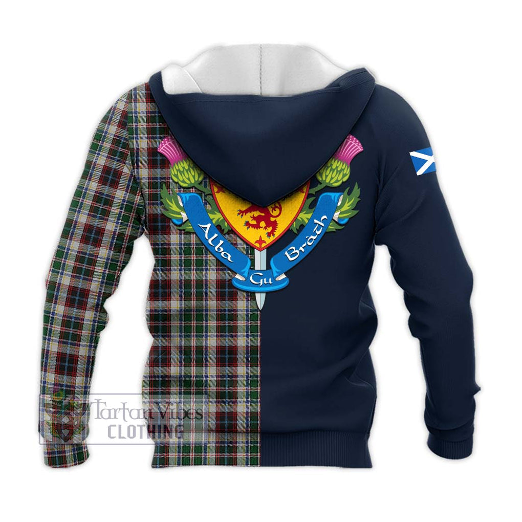 Tartan Vibes Clothing Innes Dress Tartan Knitted Hoodie with Scottish Lion Royal Arm Half Style