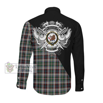 Innes Dress Tartan Long Sleeve Button Shirt with Family Crest and Military Logo Style