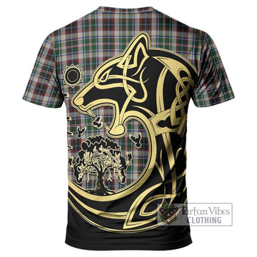 Innes Dress Tartan T-Shirt with Family Crest Celtic Wolf Style