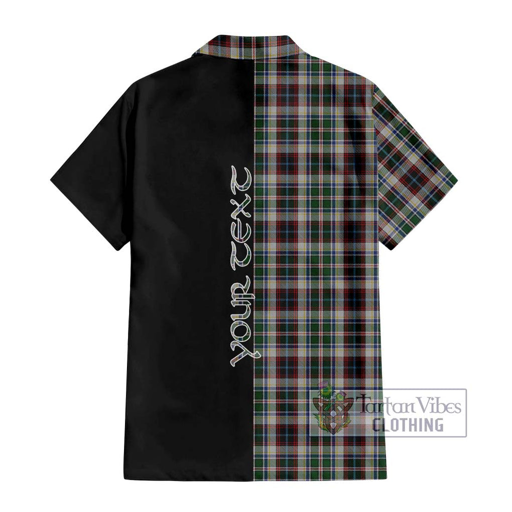 Innes Dress Tartan Short Sleeve Button Shirt with Family Crest and Half Of Me Style - Tartanvibesclothing Shop