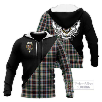 Innes Dress Tartan Knitted Hoodie with Family Crest and Military Logo Style