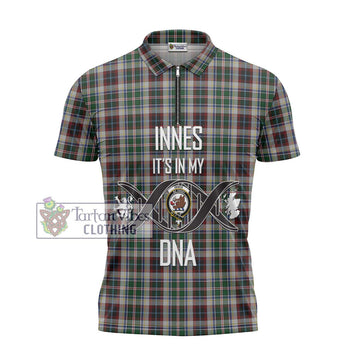 Innes Dress Tartan Zipper Polo Shirt with Family Crest DNA In Me Style