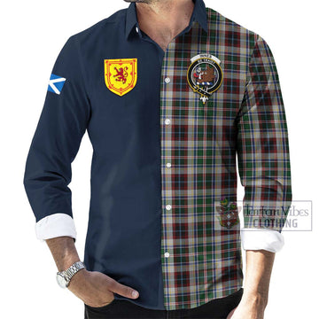 Innes Dress Tartan Long Sleeve Button Shirt Alba with Scottish Lion Royal Arm Half Style