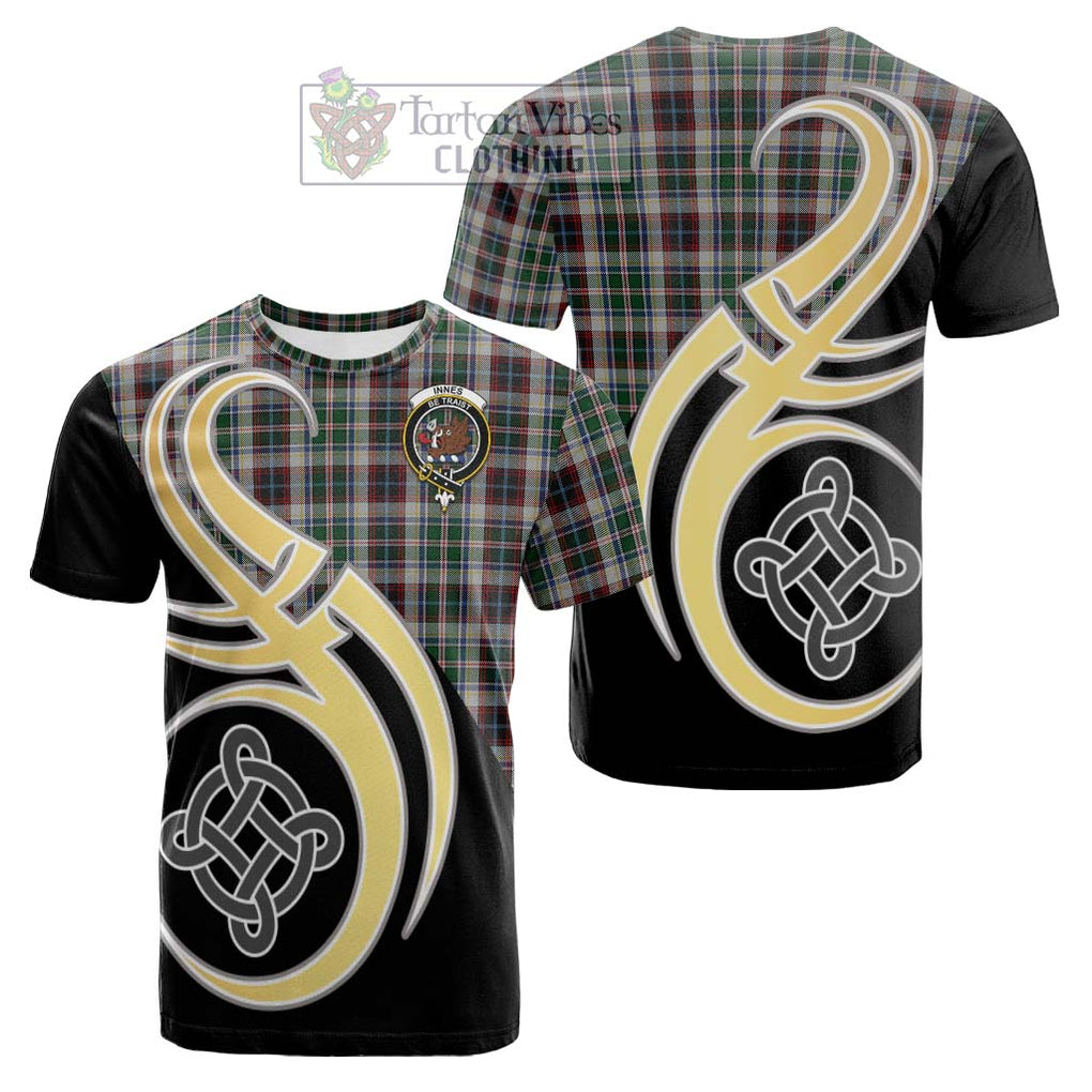 Tartan Vibes Clothing Innes Dress Tartan Cotton T-shirt with Family Crest and Celtic Symbol Style