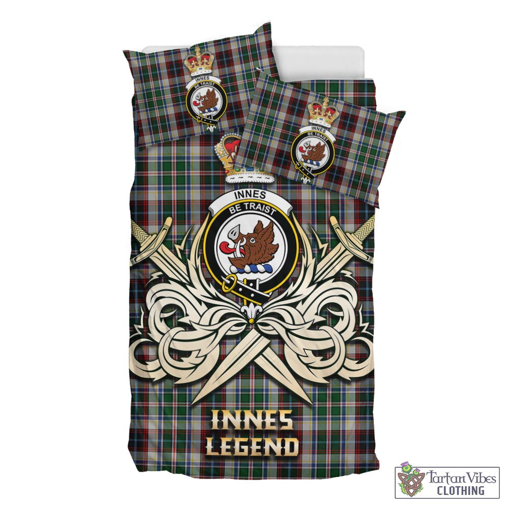 Tartan Vibes Clothing Innes Dress Tartan Bedding Set with Clan Crest and the Golden Sword of Courageous Legacy