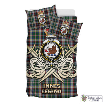 Innes Dress Tartan Bedding Set with Clan Crest and the Golden Sword of Courageous Legacy