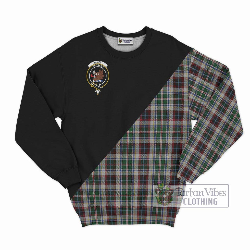 Innes Dress Tartan Sweatshirt with Family Crest and Military Logo Style - Tartanvibesclothing Shop