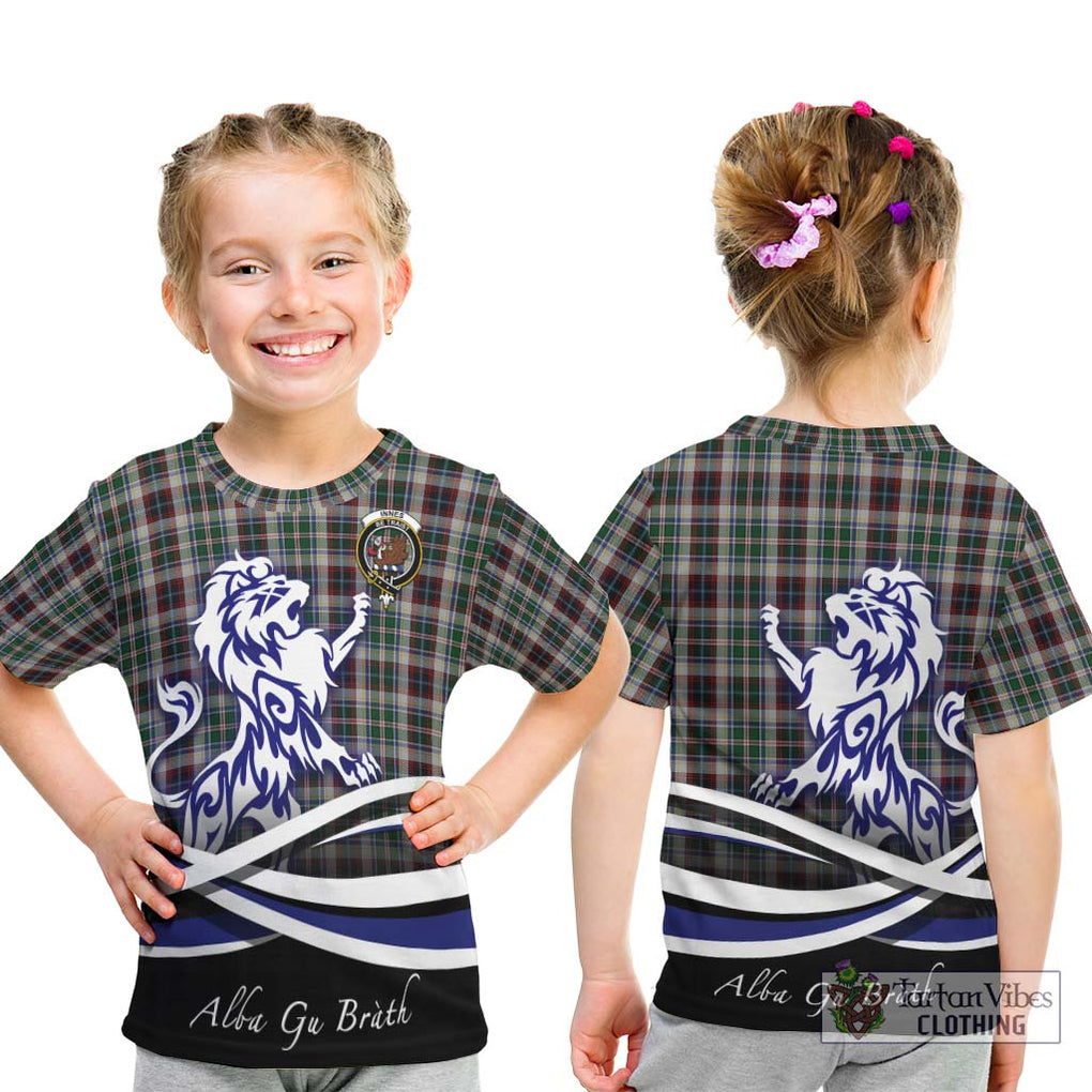 Innes Dress Tartan Kid T-Shirt with Alba Gu Brath Regal Lion Emblem - Tartanvibesclothing Shop