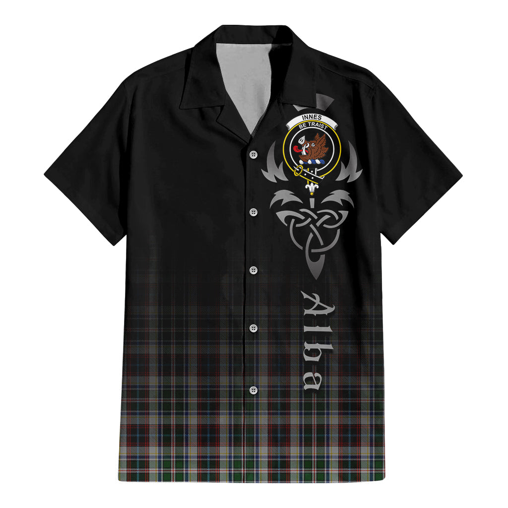 Tartan Vibes Clothing Innes Dress Tartan Short Sleeve Button Up Featuring Alba Gu Brath Family Crest Celtic Inspired