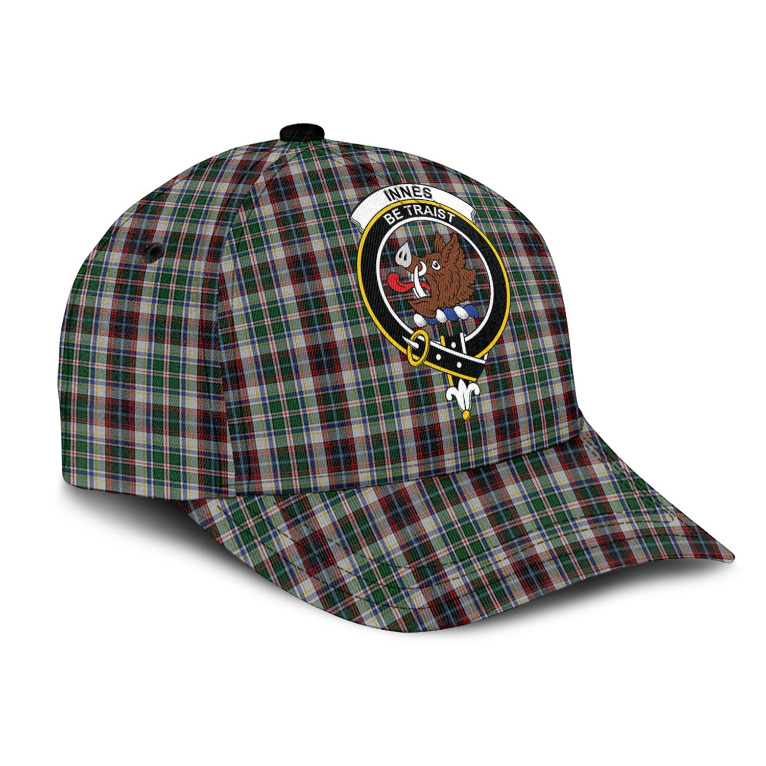 Innes Dress Tartan Classic Cap with Family Crest - Tartan Vibes Clothing