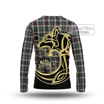 Innes Dress Tartan Long Sleeve T-Shirt with Family Crest Celtic Wolf Style