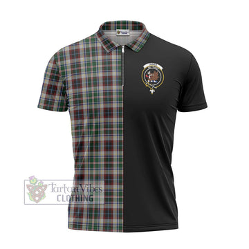 Innes Dress Tartan Zipper Polo Shirt with Family Crest and Half Of Me Style