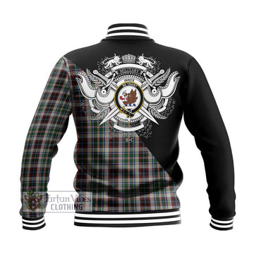 Innes Dress Tartan Baseball Jacket with Family Crest and Military Logo Style